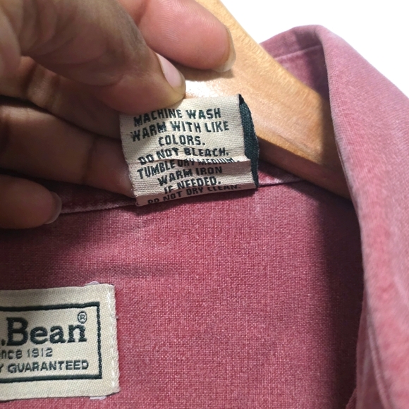 L.L. Bean Men's Button Up 100% Cotton Faded Red 2XL - Picture 3 of 4